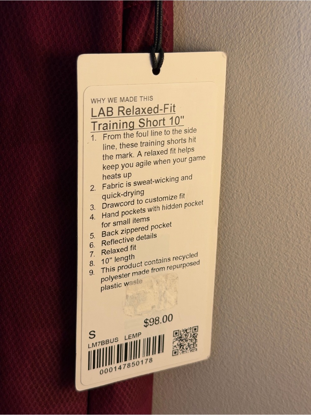 NWT Lululemon Lab Relaxed-Fit Training Shorts 10” Inseam Shorts Men’s Size Small - Picture 8 of 8